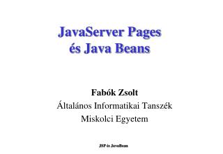 JavaServer Pages és Java Beans