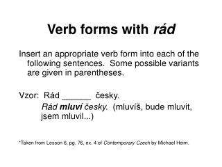 Verb forms with rád