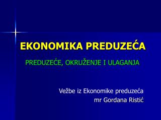 EKONOMIKA PREDUZEĆA