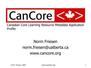 Canadian Core Learning Resource Metadata Application Profile