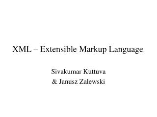 XML – Extensible Markup Language
