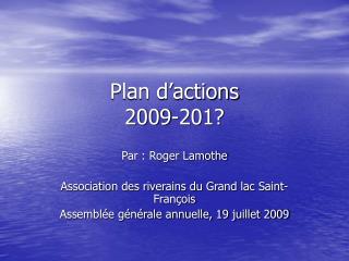 Plan d’actions 2009-201?