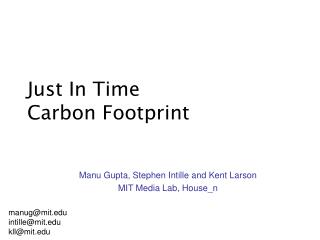 Just In Time Carbon Footprint