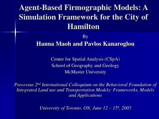 Agent-Based Firmographic Models: A Simulation Framework for the City of Hamilton