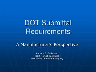 DOT Submittal Requirements