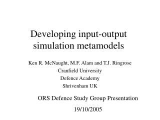 Developing input-output simulation metamodels