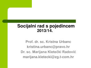 Socijalni rad s pojedincem 2013/14.