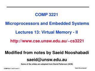 Modified from notes by Saeid Nooshabadi saeid@unsw.au