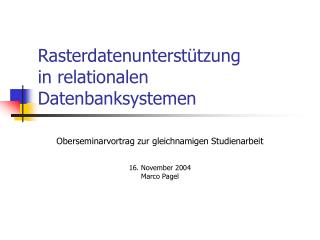 Rasterdatenunterstützung in relationalen Datenbanksystemen