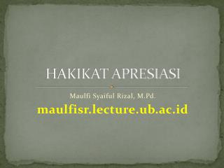 HAKIKAT APRESIASI