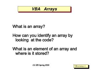 VBA Arrays