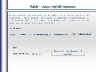 Matriz – vector multidimencional