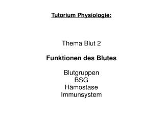 Tutorium Physiologie: