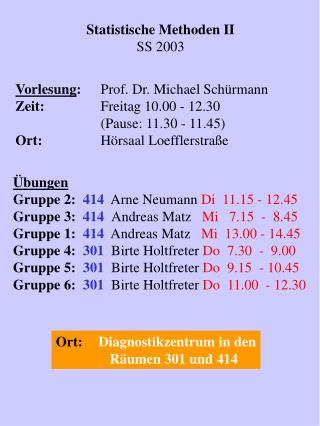 Statistische Methoden II SS 2003