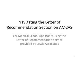 Navigating the Letter of Recommendation Section on AMCAS