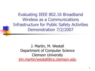 J. Martin, M. Westall Department of Computer Science Clemson University