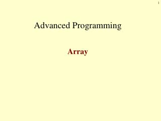 Advanced Programming