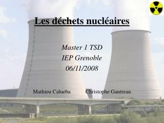 Les déchets nucléaires Master 1 TSD IEP Grenoble 06/11/2008