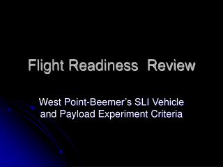 Flight Readiness Review