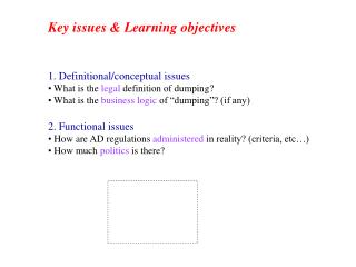 Key issues &amp; Learning objectives