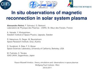 In situ observations of magnetic reconnection in solar system plasma