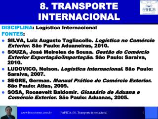 8. TRANSPORTE INTERNACIONAL