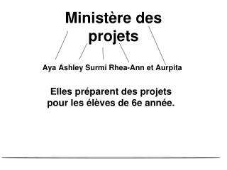 Ministère des projets Aya Ashley Surmi Rhea -Ann et Aurpita