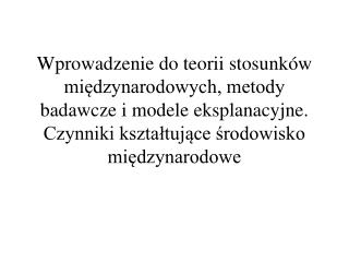 międzynarodowe stosunki polityczne