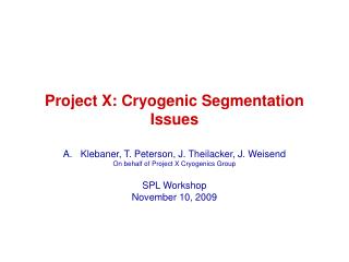 Project X: Cryogenic Segmentation Issues