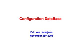 Configuration DataBase