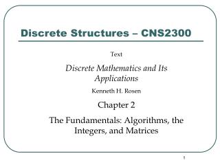 Discrete Structures – CNS2300