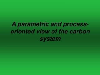 A parametric and process-oriented view of the carbon system