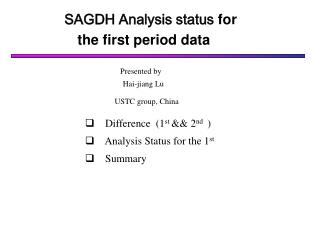 SAGDH Analysis status for