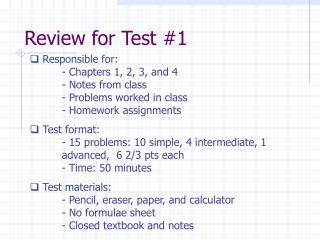Review for Test #1