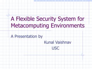 A Flexible Security System for Metacomputing Environments