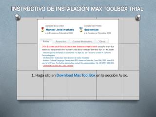 1. Haga clic en Download Max Tool Box en la sección Aviso.