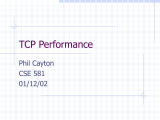 TCP Performance