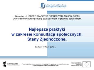 Najlepsze praktyki w zakresie konsultacji społecznych. Stany Zjednoczone .