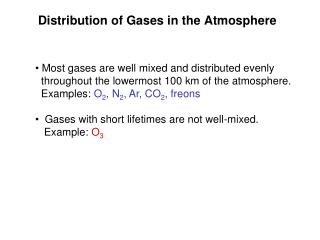 Distribution of Gases in the Atmosphere