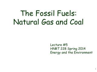 The Fossil Fuels: Natural Gas and Coal