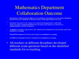 Mathematics Department Collaboration Outcome