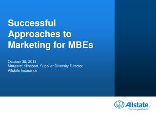 Successful Approaches to Marketing for MBEs