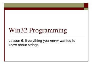 Win32 Programming