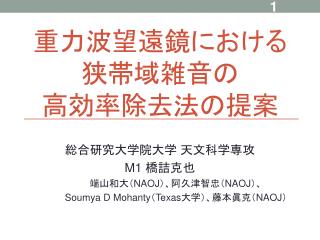 重力波望遠鏡における 狭帯域雑音の 高効率除去法の提案