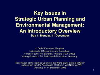 H. Detlef Kammeier, Bangkok Independent Researcher and Consultant