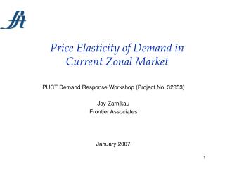 Price Elasticity of Demand in Current Zonal Market