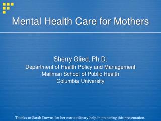 Mental Health Care for Mothers