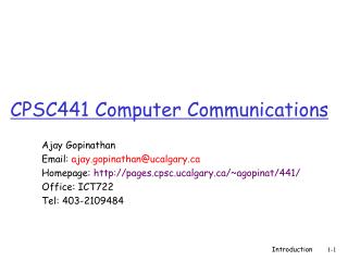 CPSC441 Computer Communications