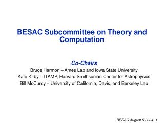 BESAC Subcommittee on Theory and Computation