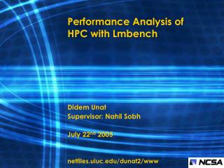 Performance Analysis of HPC with Lmbench